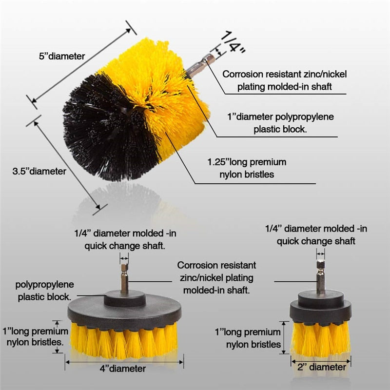 Drill Brush Head Set of 3 for Power Scrubbing by HitMyNeed