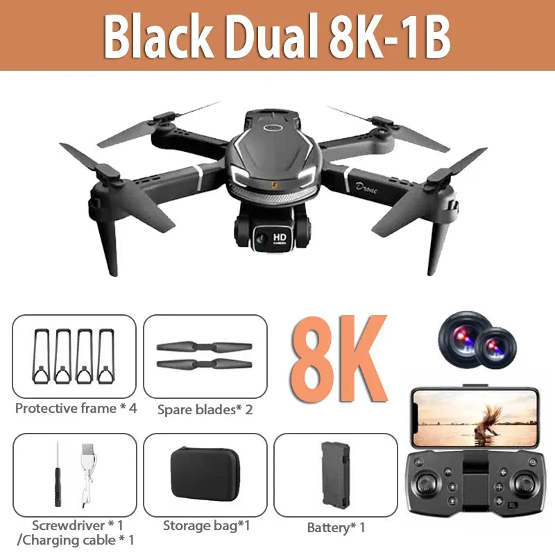 Drone 8K 5G GPS Dual Camera Quadcopter 40min Flight black-8k-battery1 by HitMyNeed