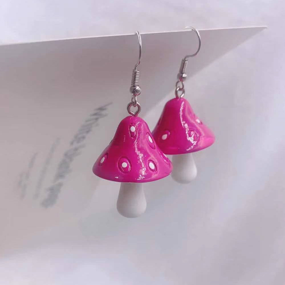 Drop Style Acrylic Toadstool Earrings 7-rose by HitMyNeed