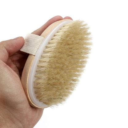 Dry Body Brush with Wooden Handle and Natural Bristles by HitMyNeed