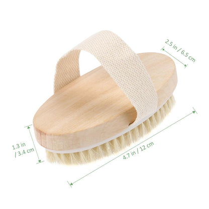 Dry Body Brush with Wooden Handle and Natural Bristles by HitMyNeed