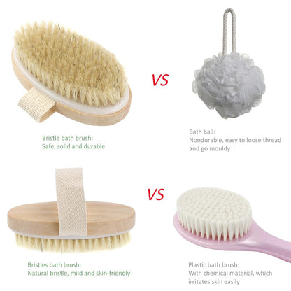 Dry Body Brush with Wooden Handle and Natural Bristles by HitMyNeed