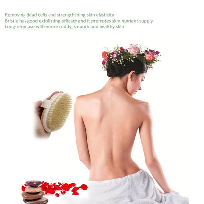 Dry Body Brush with Wooden Handle and Natural Bristles by HitMyNeed
