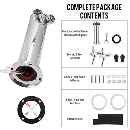 Dual Faucet Stainless Steel Draft Beer Tower 3" by HitMyNeed