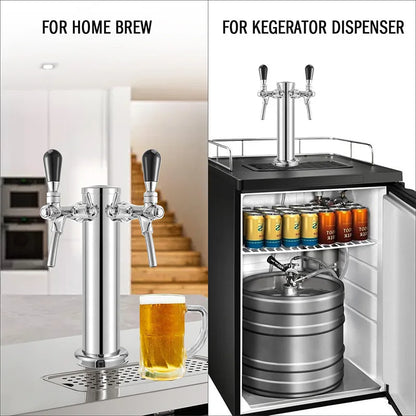 Dual Faucet Stainless Steel Draft Beer Tower 3" by HitMyNeed