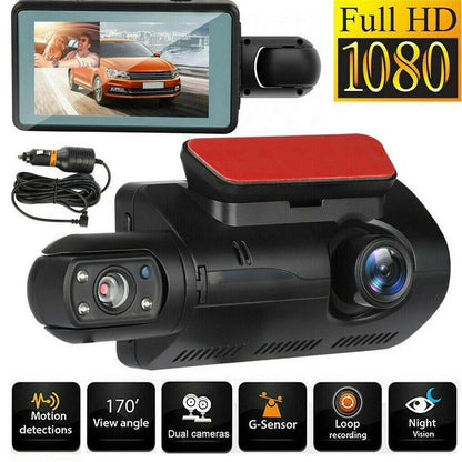 Dual Lens 1080P Dash Cam with Night Vision 3" Screen by HitMyNeed
