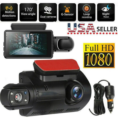 Dual Lens 1080P Dash Cam with Night Vision 3" Screen by HitMyNeed