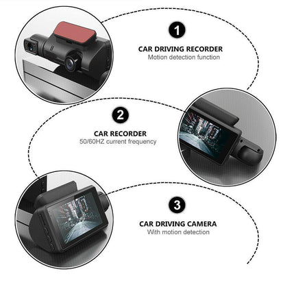 Dual Lens 1080P Dash Cam with Night Vision 3" Screen by HitMyNeed