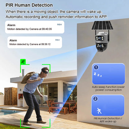 Dual Lens 4G Solar Security Camera 8MP 4K IP66 by HitMyNeed