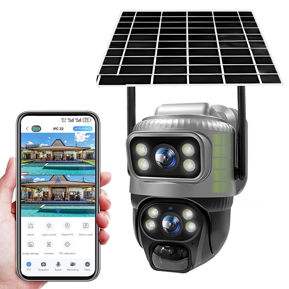 Dual Lens 4G Solar Security Camera 8MP 4K IP66 Not included by HitMyNeed