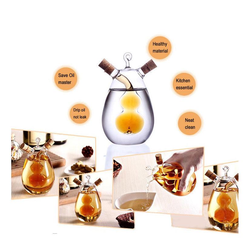 Dual Oil and Vinegar Glass Dispenser 350ml by HitMyNeed