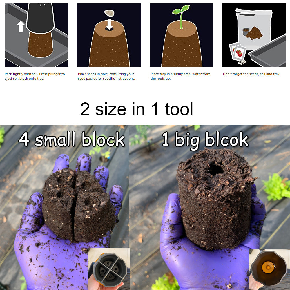 Dual Size Soil Blocker Tool for Seed Starting by HitMyNeed