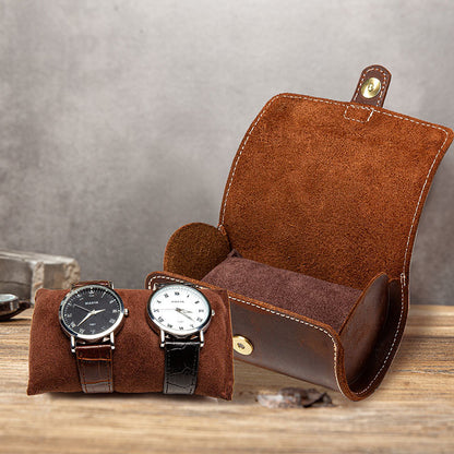 Dual Slot Genuine Leather Travel Watch Case by HitMyNeed