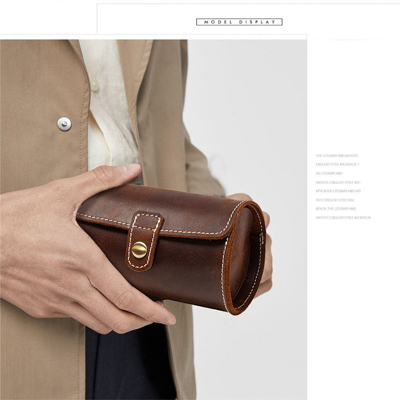 Dual Slot Genuine Leather Travel Watch Case by HitMyNeed