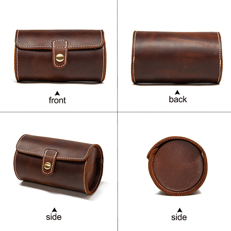 Dual Slot Genuine Leather Travel Watch Case by HitMyNeed