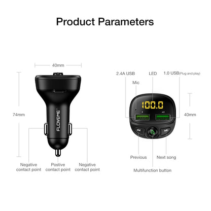 Dual USB Car Charger with Bluetooth Hands-Free by HitMyNeed