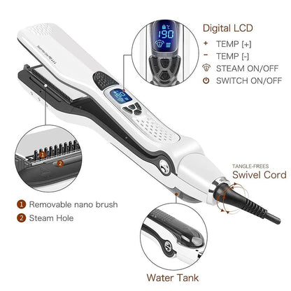 Dual Voltage Titanium Steam Hair Straightener Comb by HitMyNeed