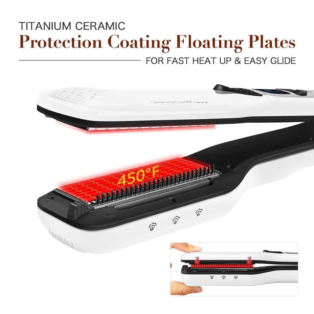 Dual Voltage Titanium Steam Hair Straightener Comb by HitMyNeed