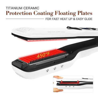 Dual Voltage Titanium Steam Hair Straightener Comb by HitMyNeed
