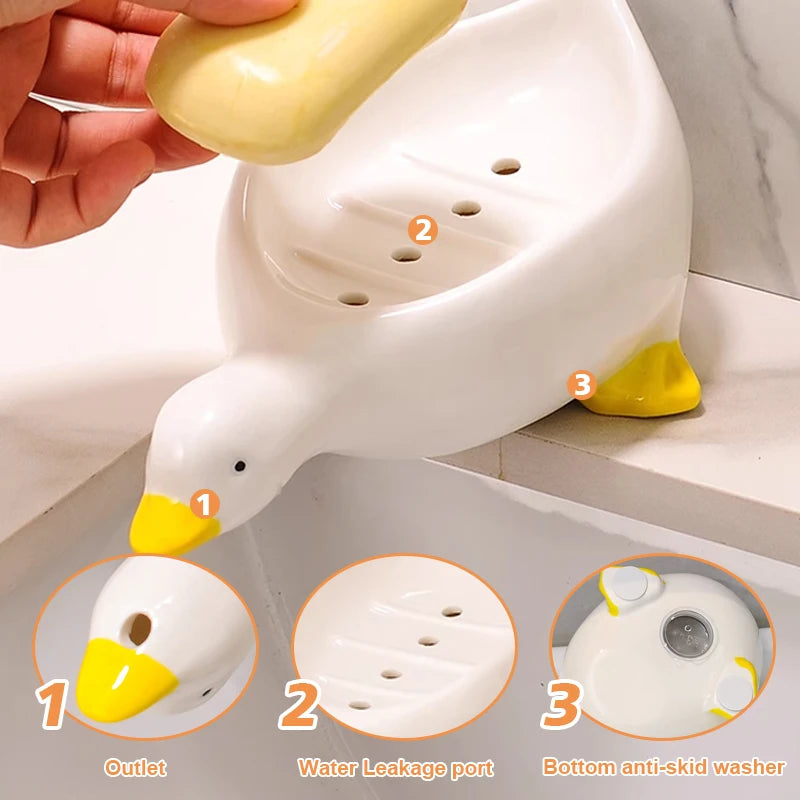 Duck Soap Dish with Drainage for Bathroom & Kitchen by HitMyNeed