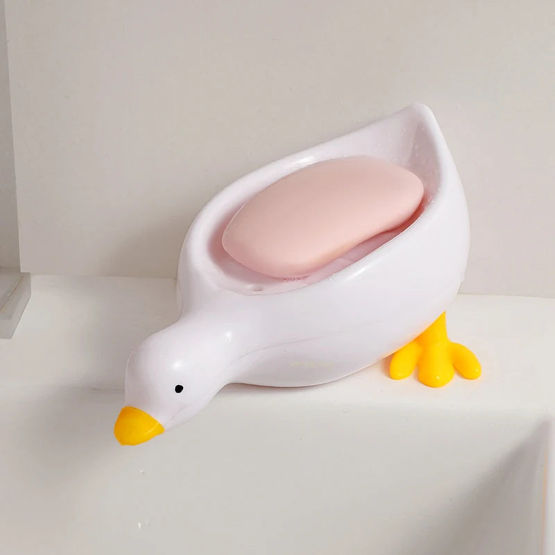 Duck Soap Holder with Drainage Beak Design white by HitMyNeed