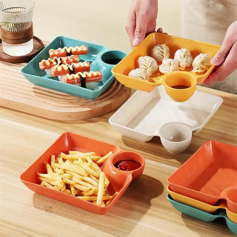 Dumpling Plate with Integrated Sauce Compartment by HitMyNeed