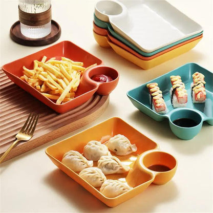 Dumpling Plate with Integrated Sauce Compartment by HitMyNeed