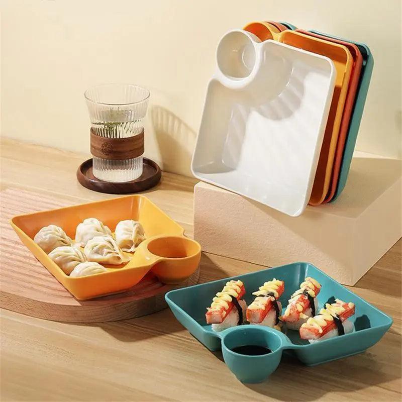Dumpling Plate with Integrated Sauce Compartment by HitMyNeed
