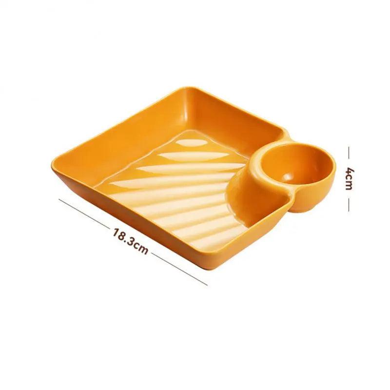 Dumpling Plate with Integrated Sauce Compartment a03-square by HitMyNeed