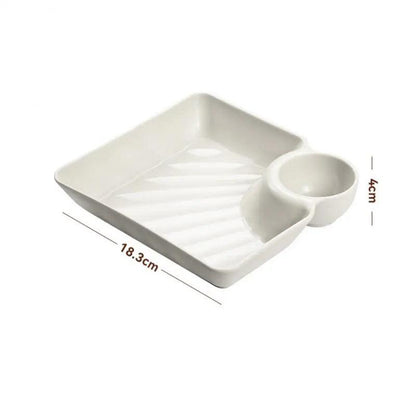 Dumpling Plate with Integrated Sauce Compartment a04-square by HitMyNeed