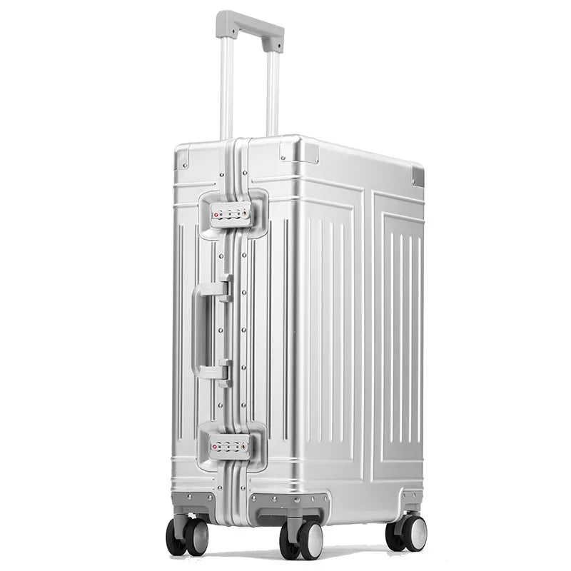 Durable Aluminum-Magnesium Alloy Rolling Travel Suitcase silver 20.0 by HitMyNeed