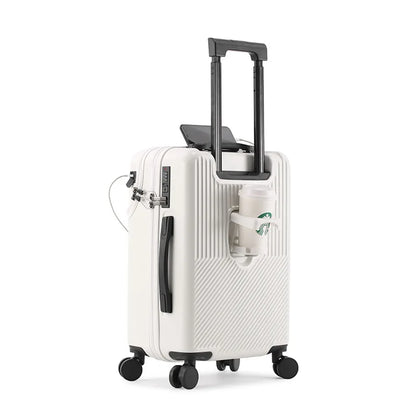 Durable Front-Open Luggage Set with TSA Lock & USB white 22-inch by HitMyNeed