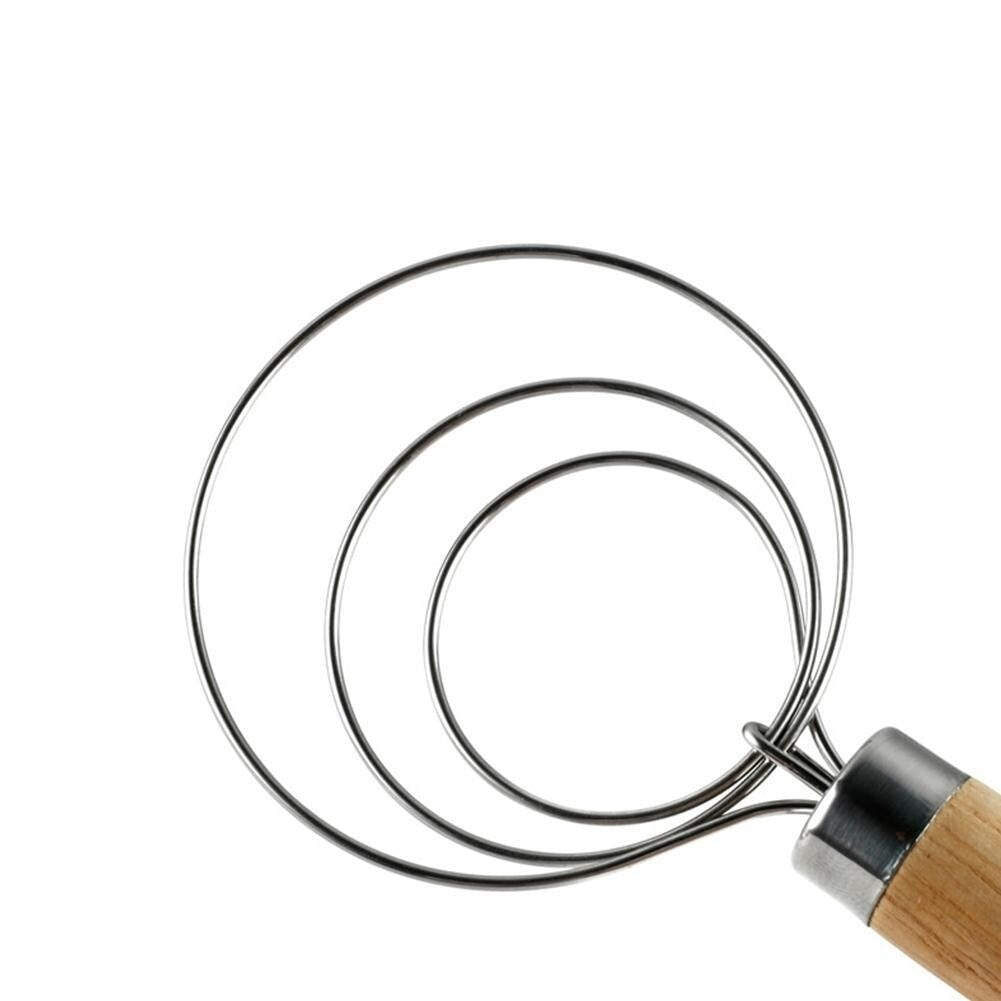 Dutch Dough Whisk Stainless Steel with Wooden Handle by HitMyNeed