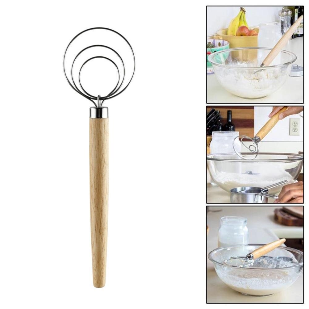 Dutch Dough Whisk Stainless Steel with Wooden Handle by HitMyNeed