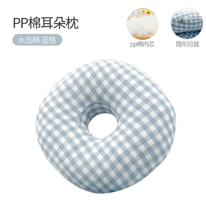 Ear Hole Pillow for Side Sleepers with Ear Pain Relief blue-grid by HitMyNeed