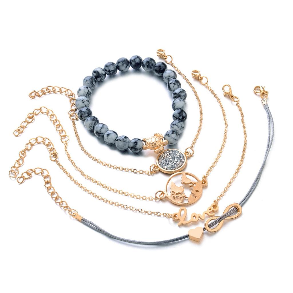 Earth Lover Charm Bracelet Set - 5-Piece Layered Collection by HitMyNeed