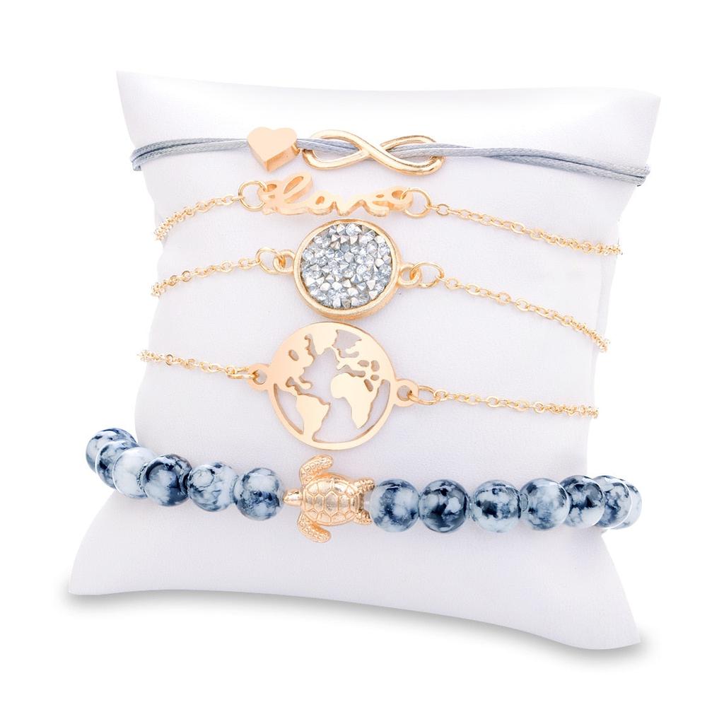 Earth Lover Charm Bracelet Set - 5-Piece Layered Collection by HitMyNeed