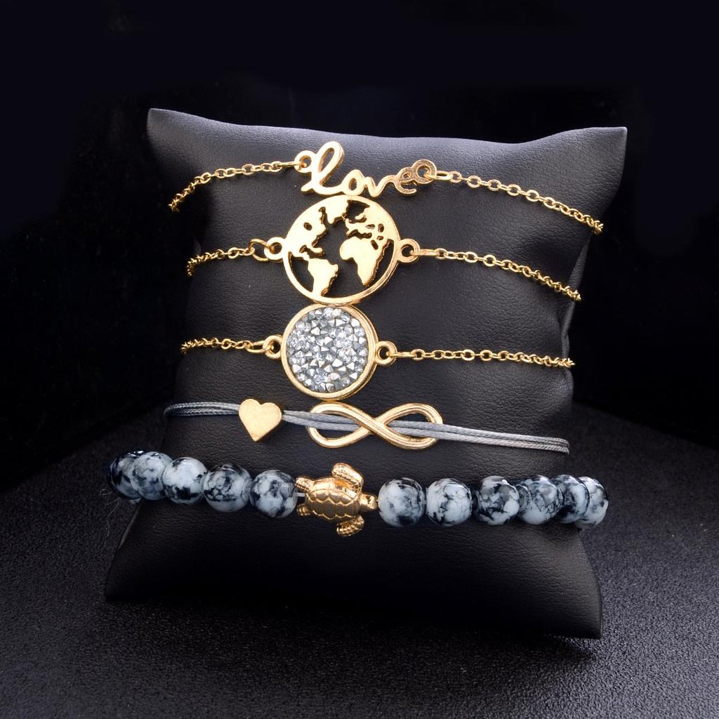 Earth Lover Charm Bracelet Set - 5-Piece Layered Collection by HitMyNeed
