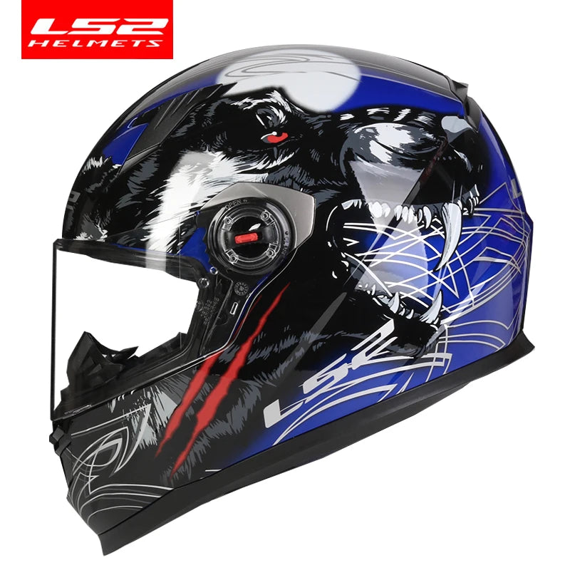 ECE Approved Full Face Motorcycle Helmet ABS blue-wolf xxxl by HitMyNeed