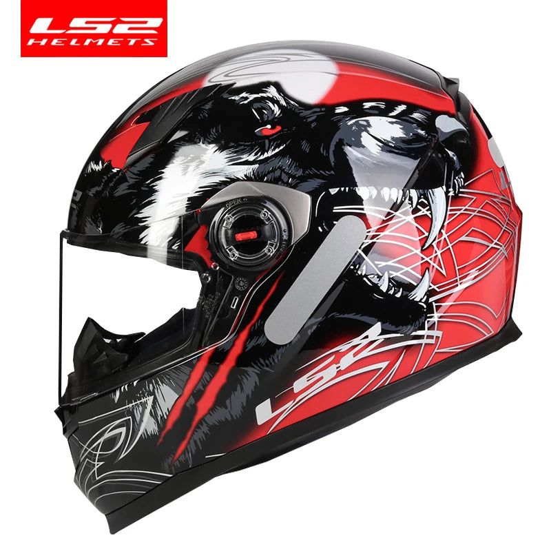 ECE Approved Full Face Motorcycle Helmet ABS red-wolf xxxl by HitMyNeed
