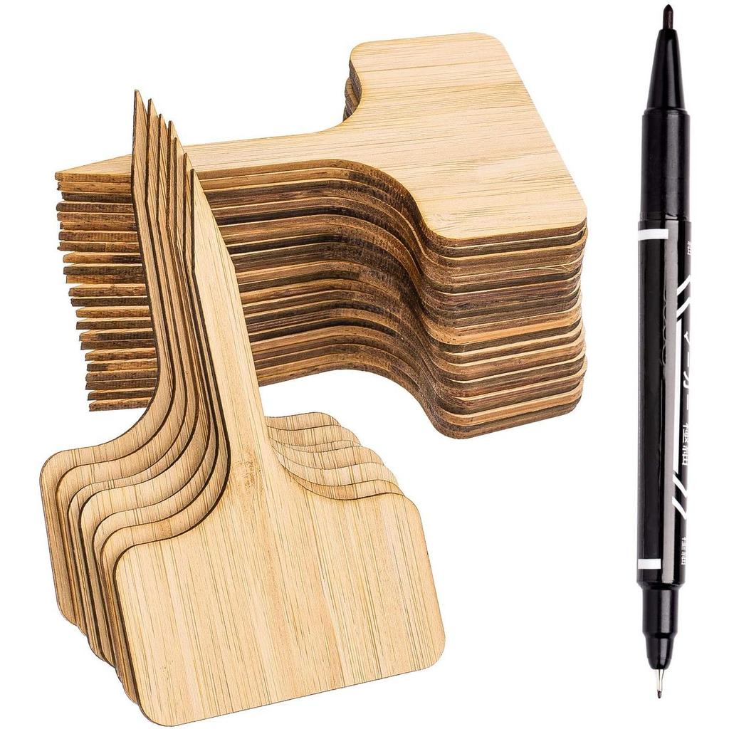 Eco Friendly Bamboo Plant Labels with Marker, 20pcs by HitMyNeed