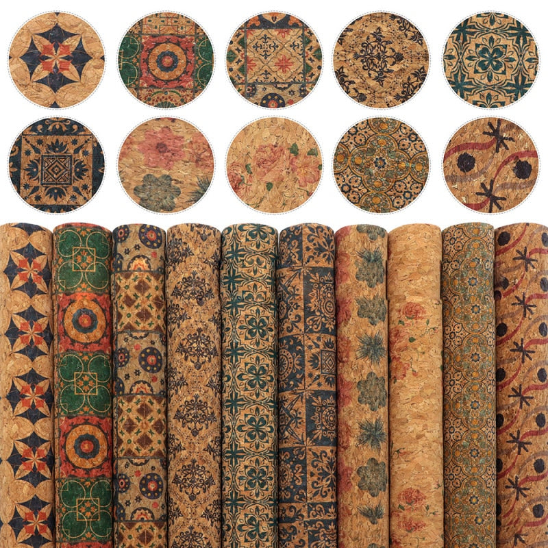 Eco Friendly Cork Fabric Set 10pcs for Crafts by HitMyNeed