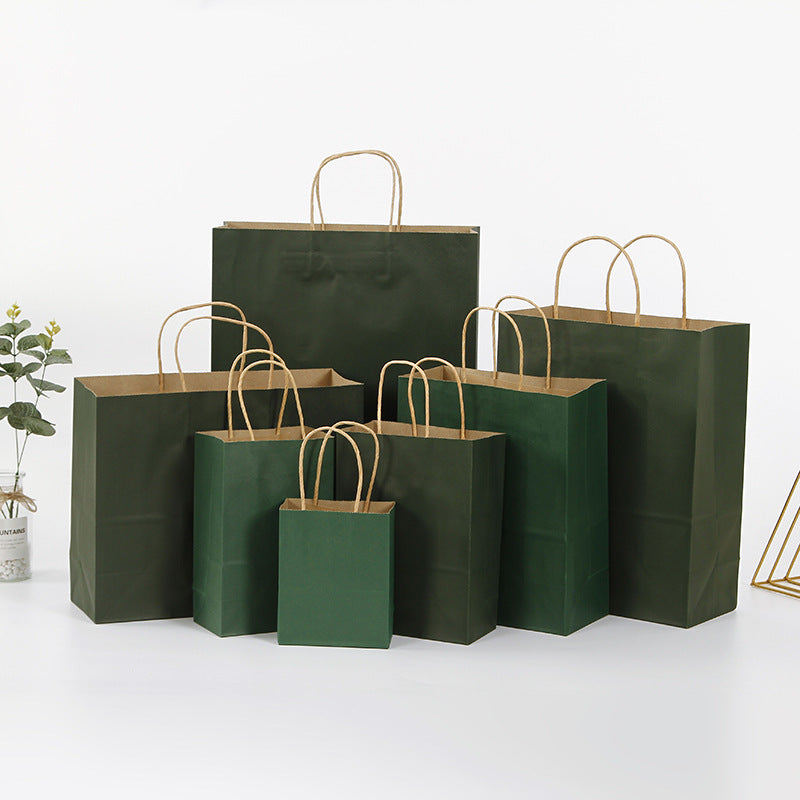 Eco Friendly Kraft Gift Bags Set of 5 dark-green 16x22x8cm by HitMyNeed