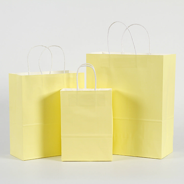 Eco Friendly Kraft Gift Bags Set of 5 light-yellow 22x27x10cm by HitMyNeed