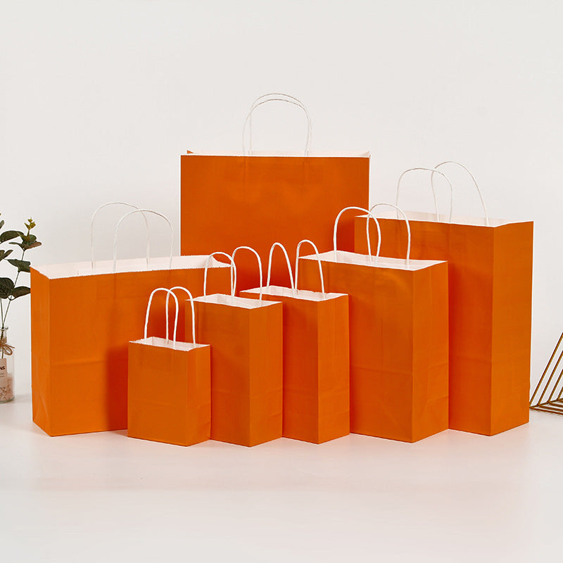 Eco Friendly Kraft Gift Bags Set of 5 orange 12x15x6cm by HitMyNeed