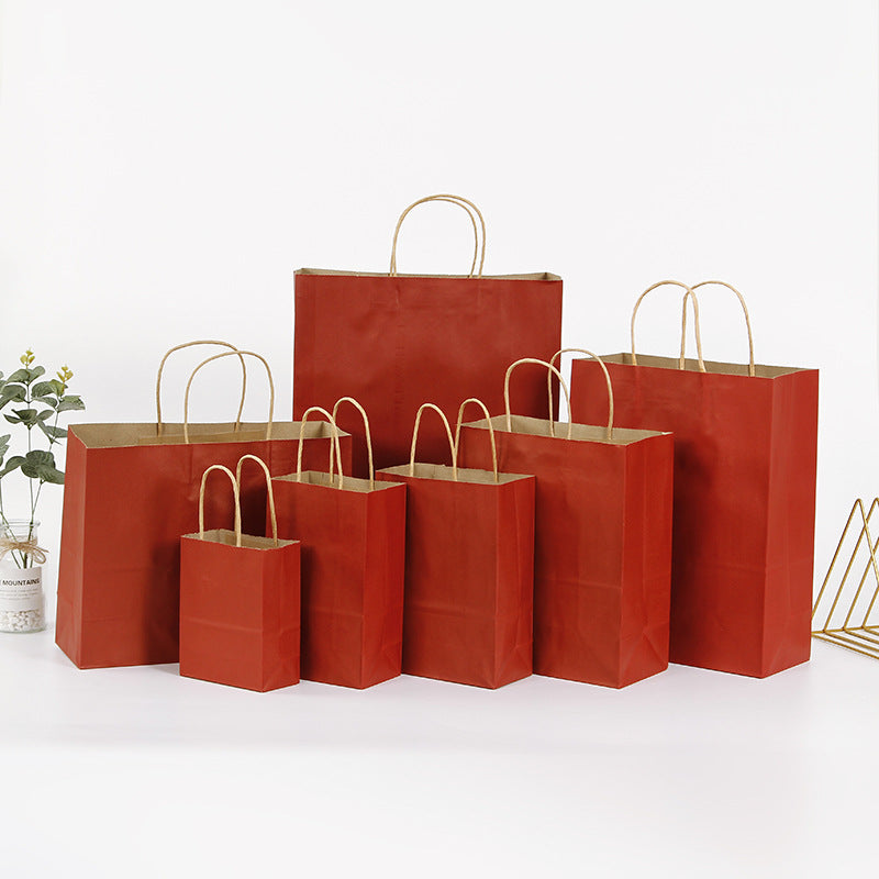 Eco Friendly Kraft Gift Bags Set of 5 wine-red 16x22x8cm by HitMyNeed