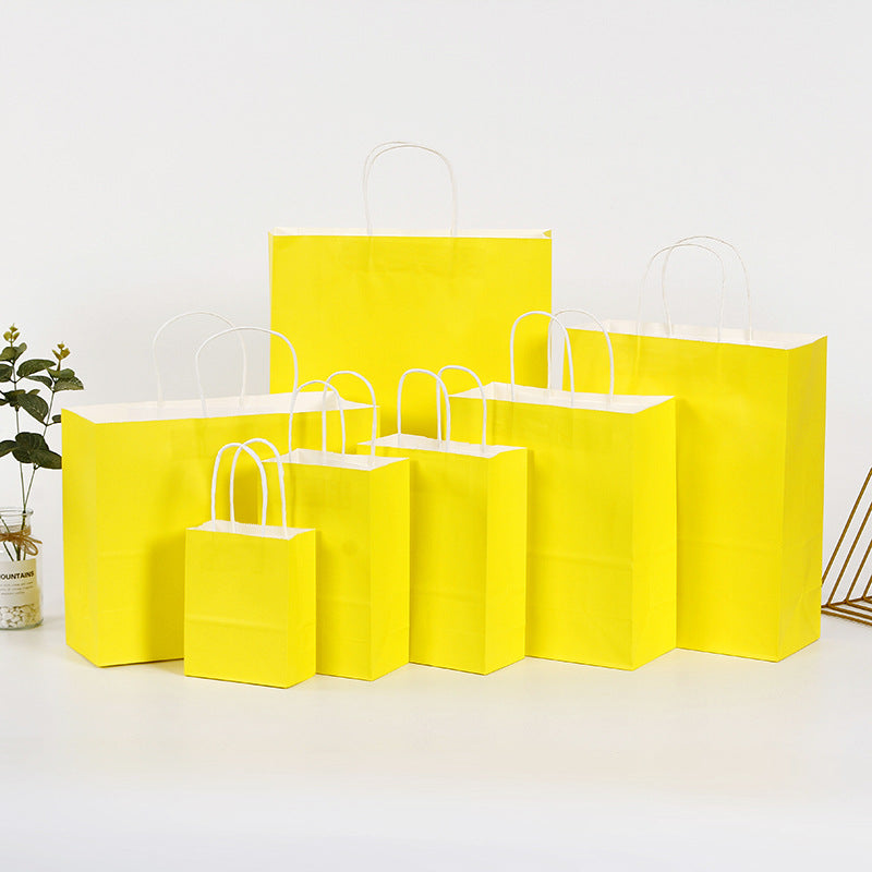 Eco Friendly Kraft Gift Bags Set of 5 yellow 22x27x10cm by HitMyNeed