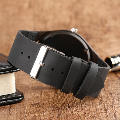 Eco-Friendly Wooden Analog Watch with Leather Strap by HitMyNeed