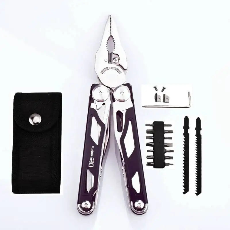 EDC Replaceable-Blade Multitool with Bits & Pouch dl30-full-set-black by HitMyNeed