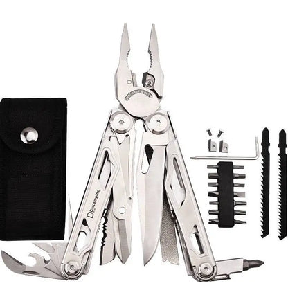 EDC Replaceable-Blade Multitool with Bits & Pouch dl30-full-set-silver by HitMyNeed